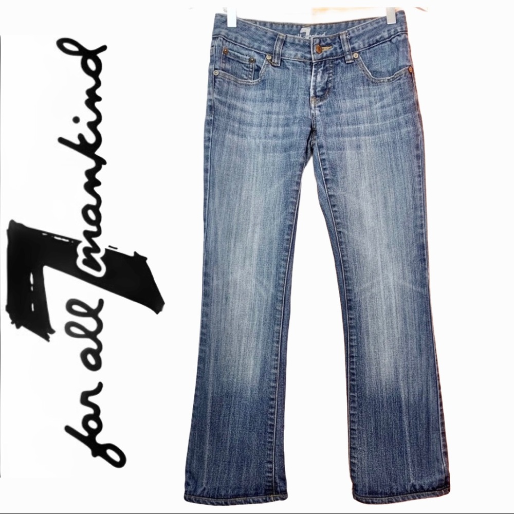 7FAM Low Rise Flare Jean Blue Wave Pocket